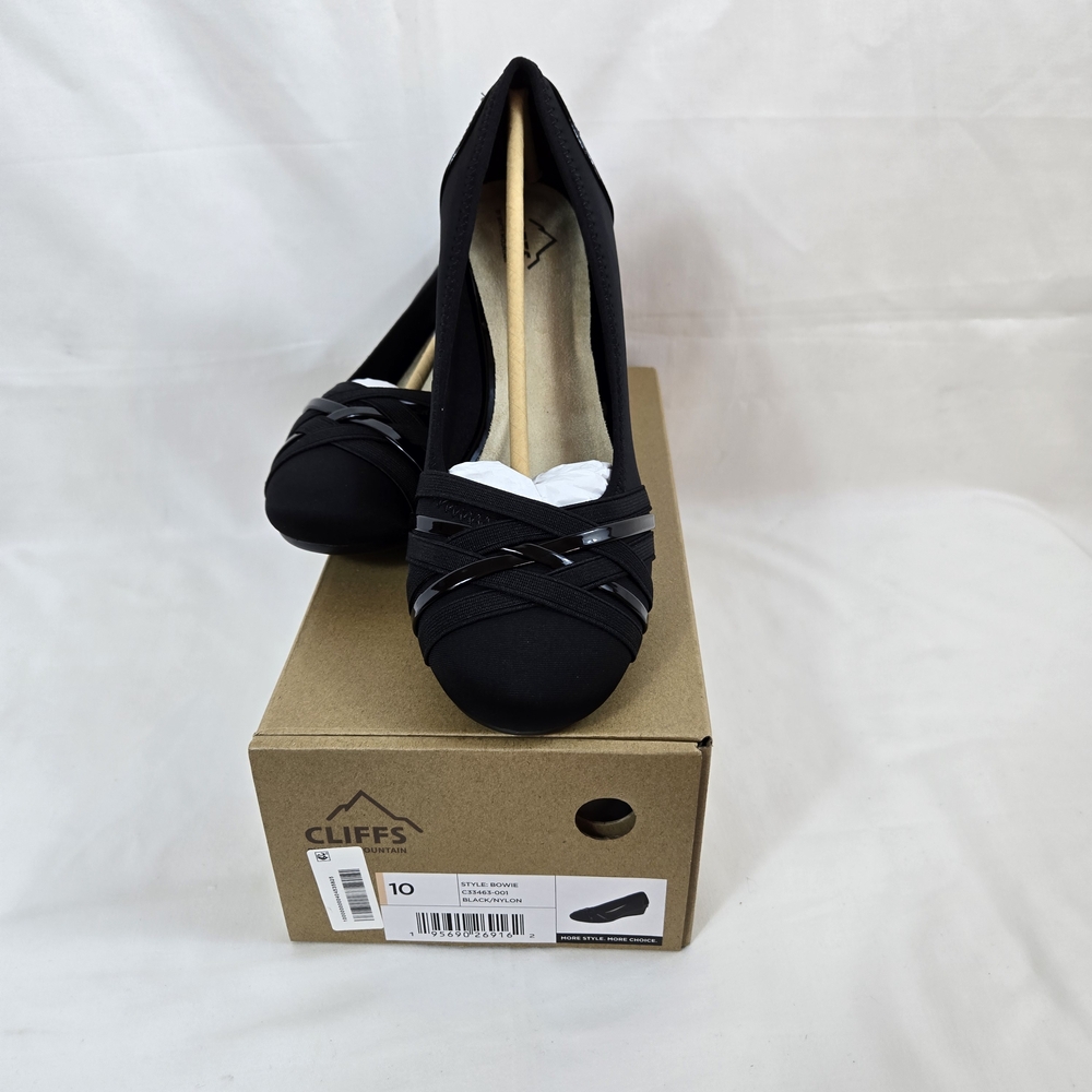 Cliffs by White Mountain Wmn Bowie Black Nylon Career Comfort Wedge Pumps 10 NIB